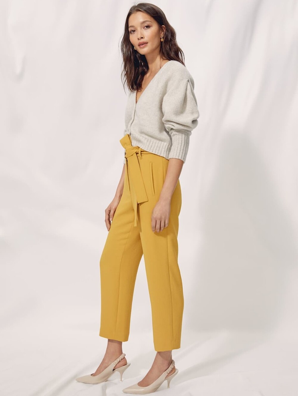 Aritzia Wilfred Crepette Ankle Trouser Size 4 In Cairo Gold (yellow) NWT - Picture 6 of 16